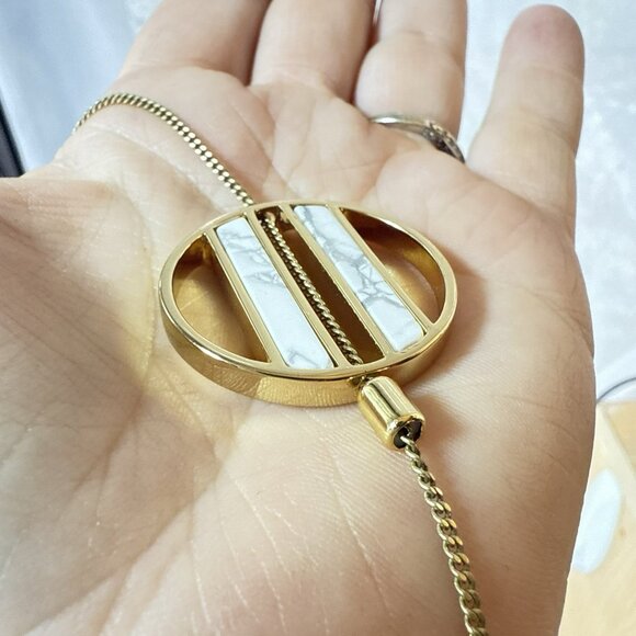 Jenny Bird Necklace Lariat Minimalist White Stone Rhine Yellow Gold Plated NEW - Picture 16 of 16